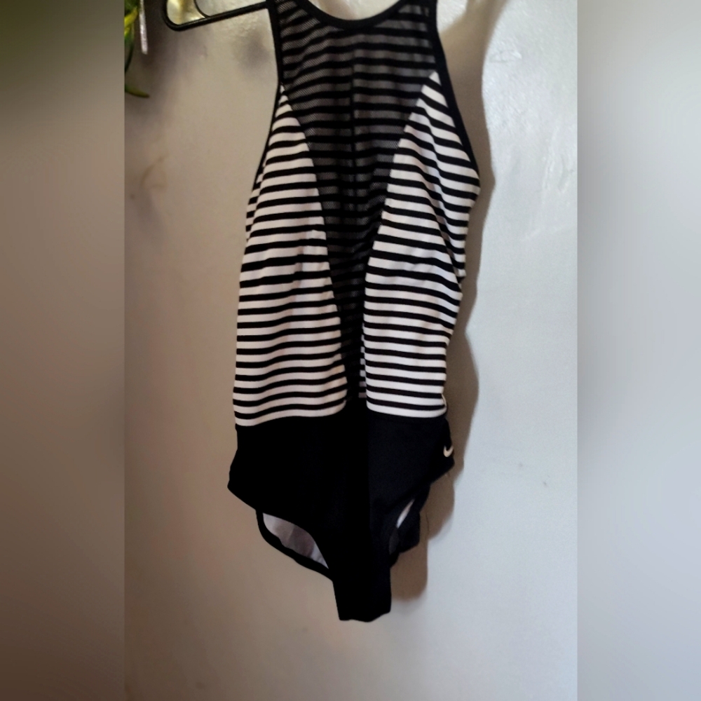 Black and White Striped Swimsuit
